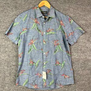 NEW Wallin & Bros Short Sleeve Button Up‎ Floral Hawaiian Print Casual Shirt M